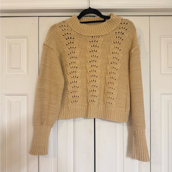 Free People Bell Song Pullover Beige Bohemian Sweater Women’s Size Medium - Picture 2 of 6